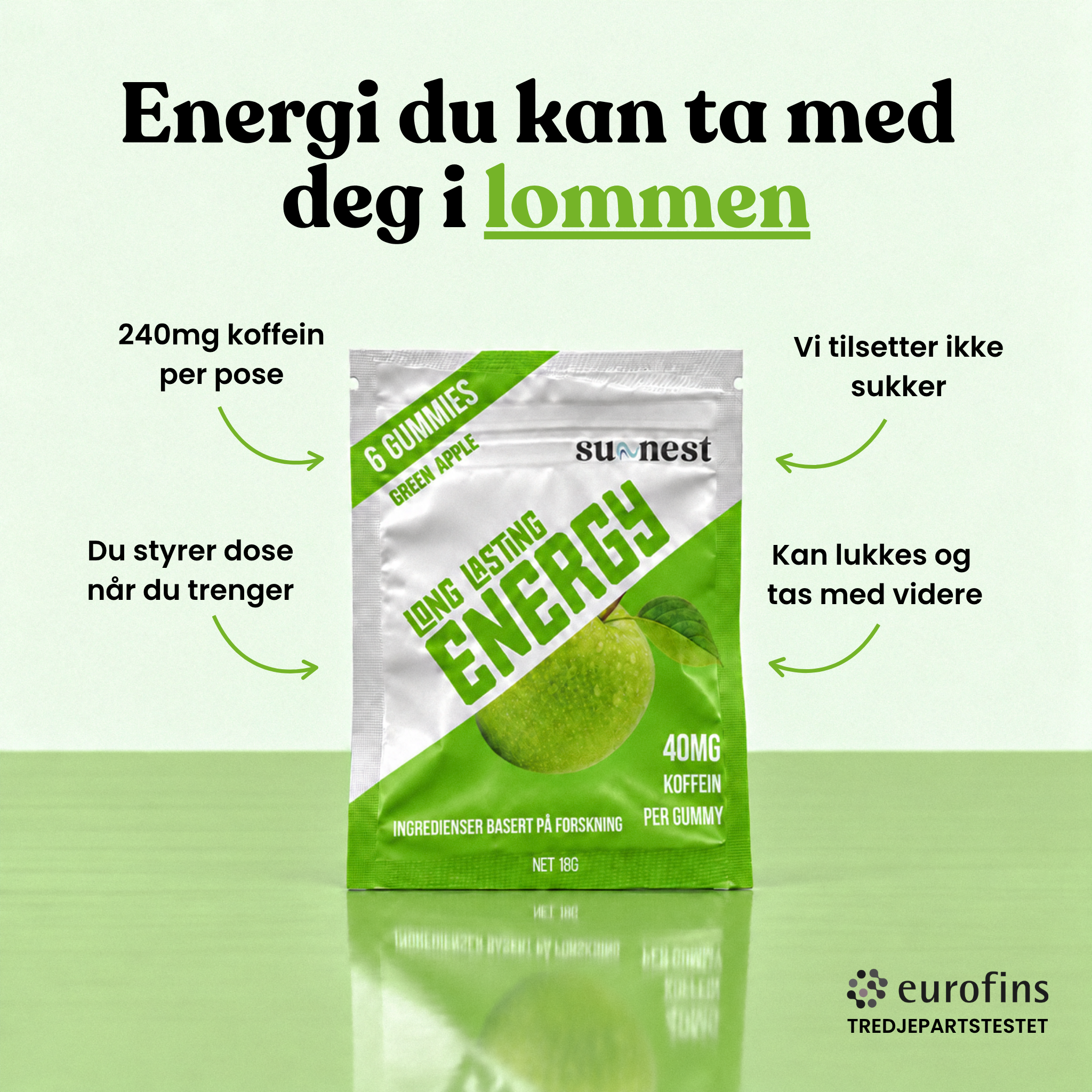 Energy Gummies Eple 6 Poser, Eple 12 Poser, Eple 24 Poser – produktbilde