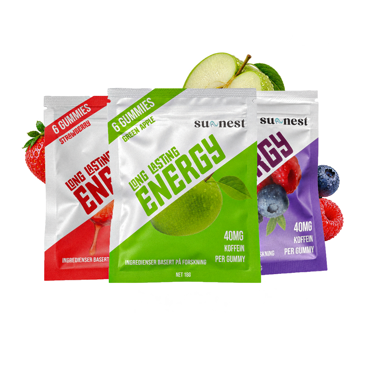 Energy Gummies Alle smakene 6 Poser, Alle smakene 12 Poser, Alle smakene 24 Poser – pose